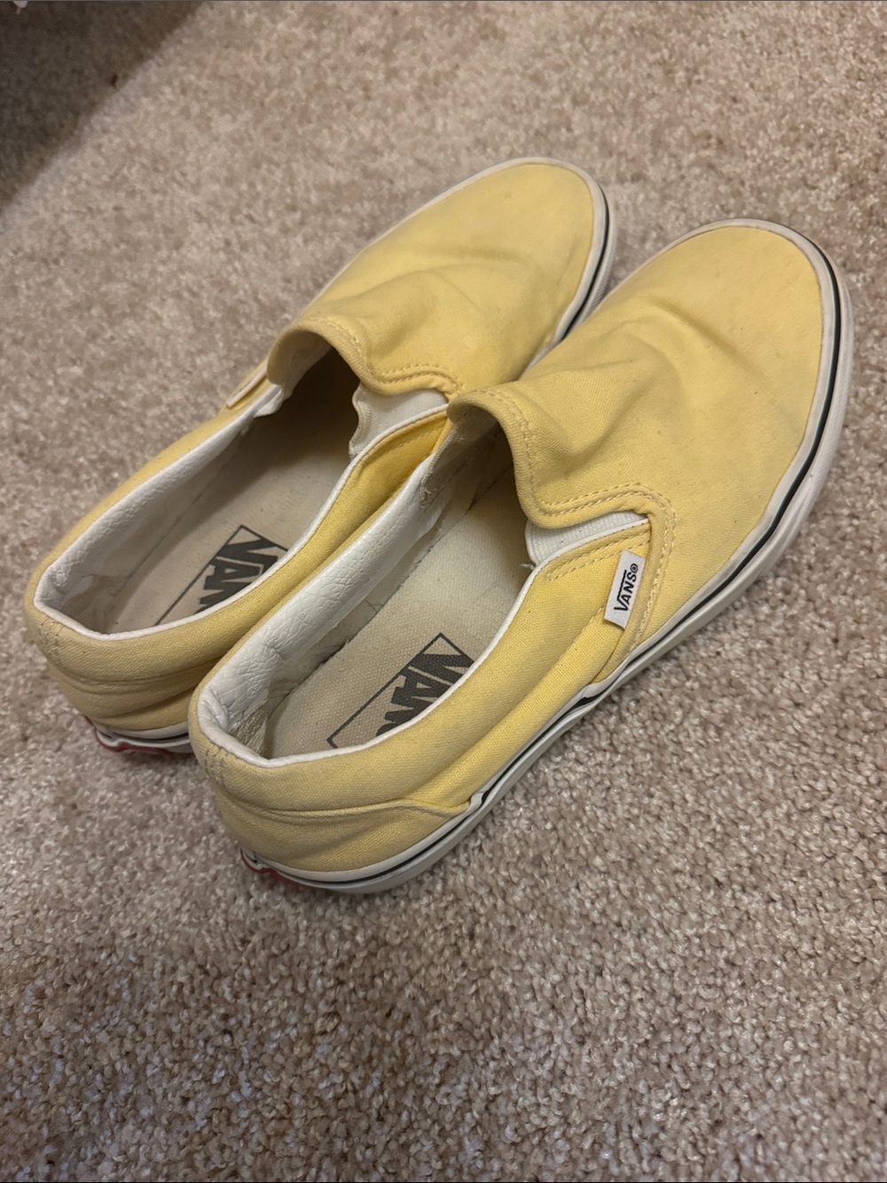 Vans Slip-On Sneakers in Light Yellow Canvas